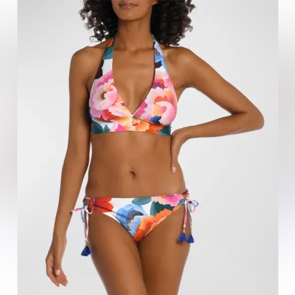 La Blanca Multicolor Floral Halter Bikini